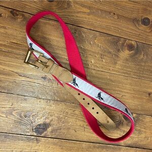 Leather man red and pale gray belt with seal print size 38
